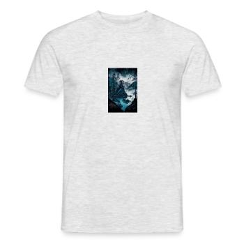 düsterer berg mit see - Männer T-Shirt - Grau meliert - Vorne - AI Model Male 178 dark (178cm)