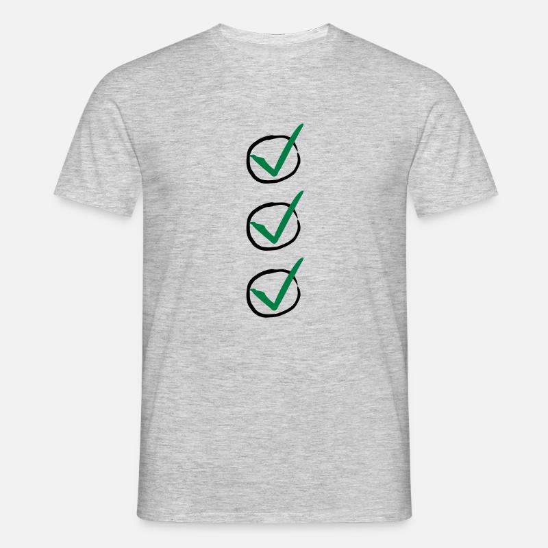 Three Checkmarks - Männer T-Shirt - Grau meliert