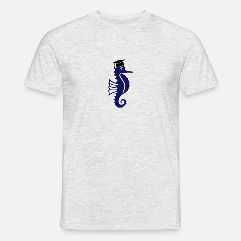Seepferdchen mit Doktorhut Examen Promotion - Männer T-Shirt - Grau meliert