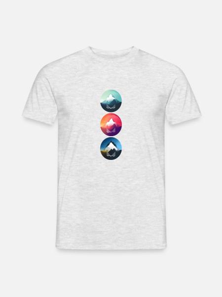 Art géométrique du paysage de montagne - T-shirt homme - gris chiné