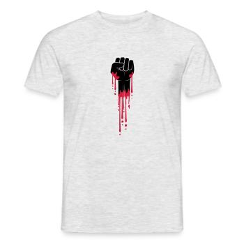 blut faust revolution tropfen stempel graffiti far - Männer T-Shirt - Grau meliert - Vorne - AI Model Male 178 dark (178cm)