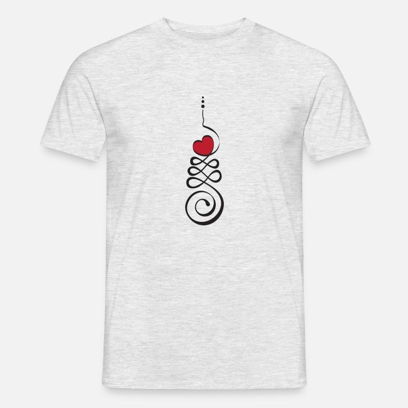 Einzigartiges Unalome Herz - Männer T-Shirt - Grau meliert