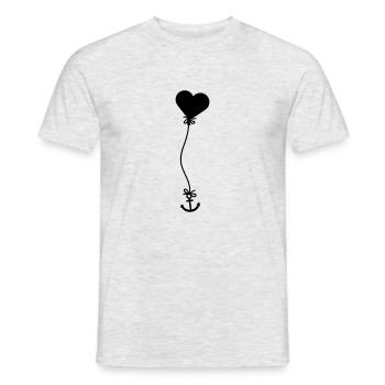 ancre coeur ballon mouche ciel amour bateau sc - T-shirt homme - gris chiné - Devant - AI Model Male 178 dark (178cm)