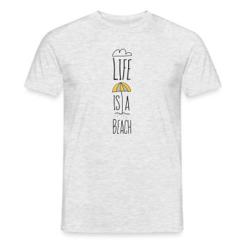 Life is a Beach Schriftzug Sommer Summer Schrift - Männer T-Shirt - Grau meliert - Vorne - AI Model Male 178 dark (178cm)