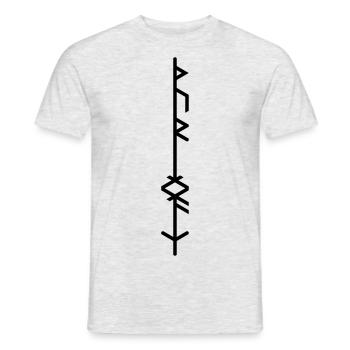 Thuringian "Þuringa" Stab-Binderune, Quantum Runes© - Men's T-Shirt - heather grey - Front - AI Model Male 178 dark (178cm)