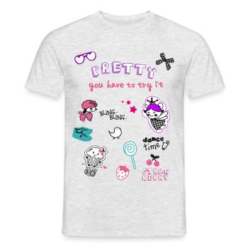 Pretty Doodles: Bunte Kindermotive lolli Kita Girl - Männer T-Shirt - Grau meliert - Vorne - AI Model Male 178 dark (178cm)