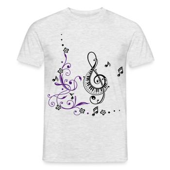 Clef with music notes and floral elements - Men's T-Shirt - heather grey - Front - AI Model Male 178 dark (178cm)