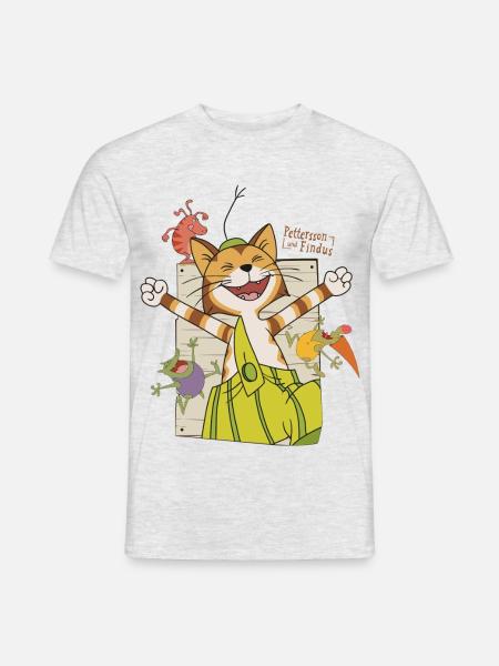 Pettersson Und Findus Kater Lacht Mit Mucklas - Männer T-Shirt - Grau meliert