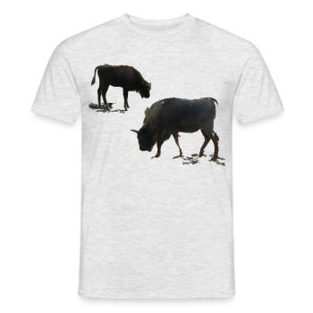 Bison avec jeune animal - T-shirt homme - gris chiné - Devant - AI Model Male 178 dark (178cm)