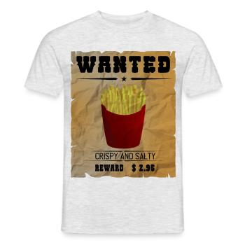 Wanted - French fries - Pommes - Men's T-Shirt - heather grey - Front - AI Model Male 178 dark (178cm)