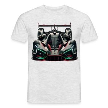 Voiture de course ultra moderne futuriste extrêmement puissante - T-shirt homme - gris chiné - Devant - AI Model Male 178 dark (178cm)