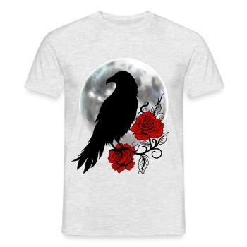 Black Raven Red Roses Full Moon - Men's T-Shirt - heather grey - Front - AI Model Male 178 dark (178cm)