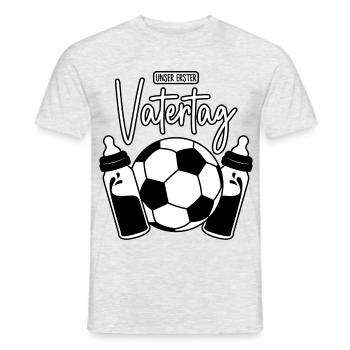 Unser erster Vatertag (Fußball Papa Sohn Baby) - Männer T-Shirt - Grau meliert - Vorne - AI Model Male 178 dark (178cm)