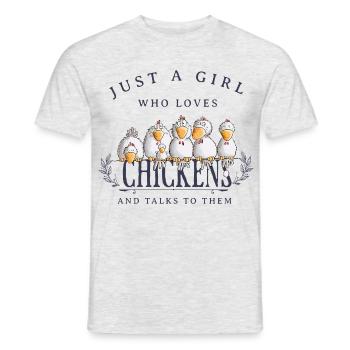 Juste une fille qui aime les poulets Hühner - T-shirt homme - gris chiné - Devant - AI Model Male 178 dark (178cm)