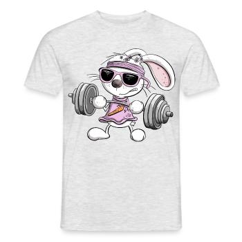 Musculation Lapin Fitness Exercice de musculation - T-shirt homme - gris chiné - Devant - AI Model Male 178 dark (178cm)