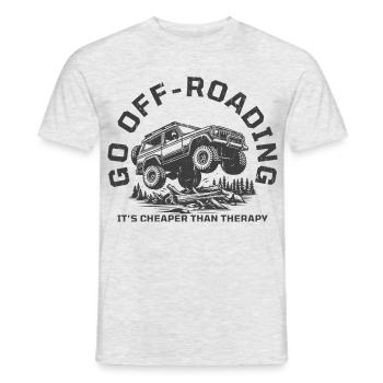 Funny Off-Roading Quote Cheaper Than Therapy - Men's T-Shirt - heather grey - Front - AI Model Male 178 dark (178cm)