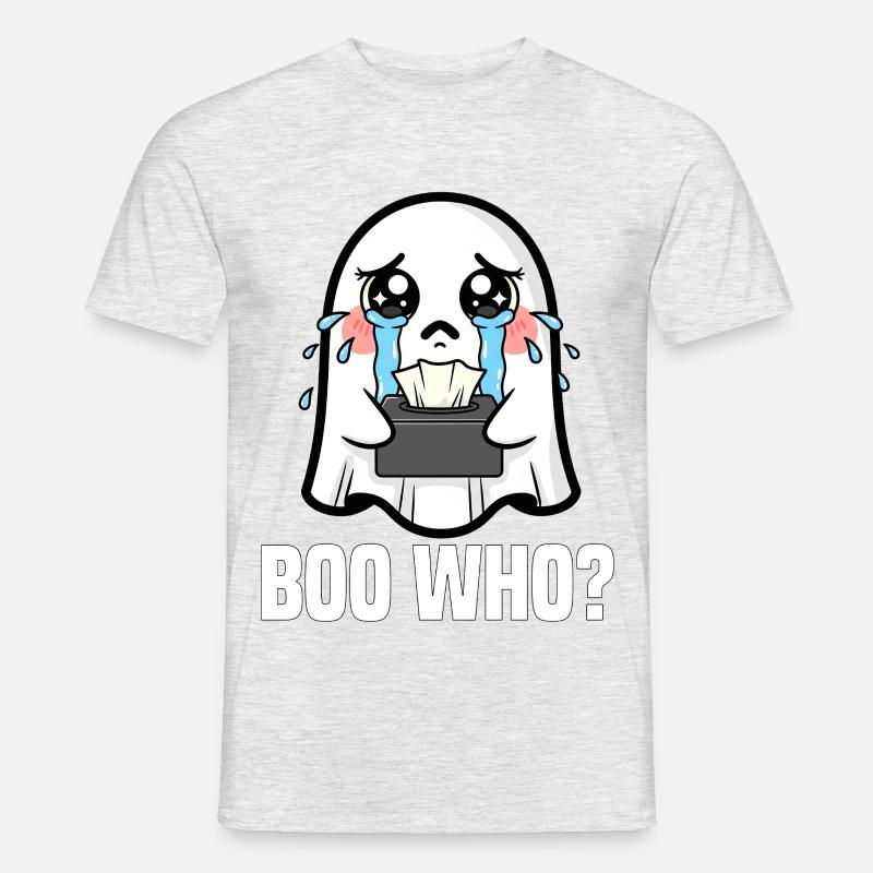 WER WIRD AUSGEBUHT? - GHOST HALLOWEEN - Männer T-Shirt - Grau meliert