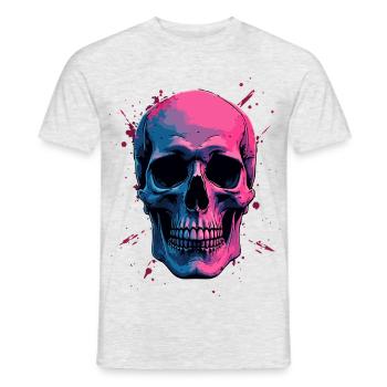 Crâne au néon - T-shirt homme - gris chiné - Devant - AI Model Male 178 dark (178cm)