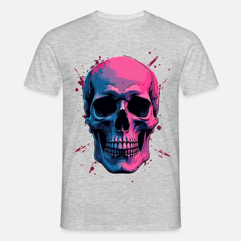 Neon Skull - Männer T-Shirt - Grau meliert