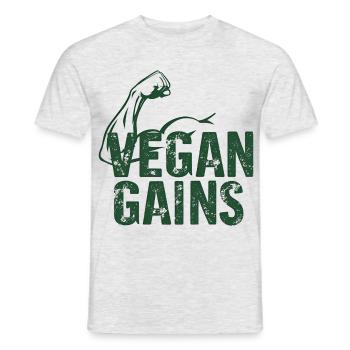 Vegan gagne en Vegan Fitness Bodybuilding - T-shirt homme - gris chiné - Devant - AI Model Male 178 dark (178cm)