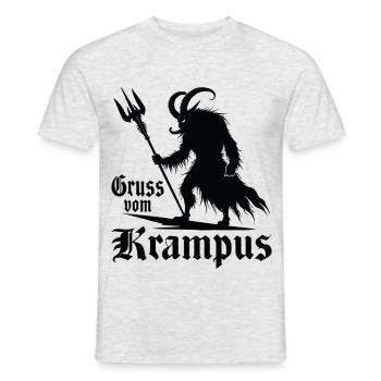 Gruss Vom Krampus Ugly Christmas Monster - Men's T-Shirt - heather grey - Front - AI Model Male 178 dark (178cm)