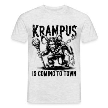 Krampus is Coming to Town Christmas Monster - Men's T-Shirt - heather grey - Front - AI Model Male 178 dark (178cm)