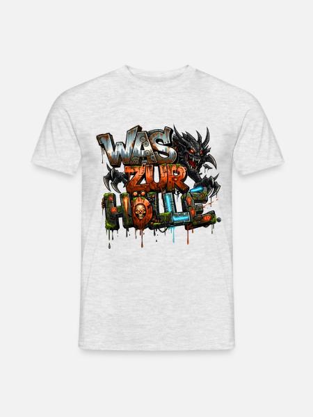 Hölle, Teufel & Dämonen Urban Streetart Graffiti - Männer T-Shirt - Grau meliert