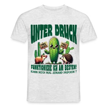 Under Pressure Cactus Free Hugs Design - Men's T-Shirt - heather grey - Front - AI Model Male 178 dark (178cm)