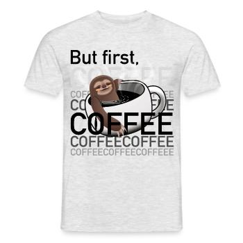 Sloth_in_coffee_cup - Men's T-Shirt - heather grey - Front - AI Model Male 178 dark (178cm)