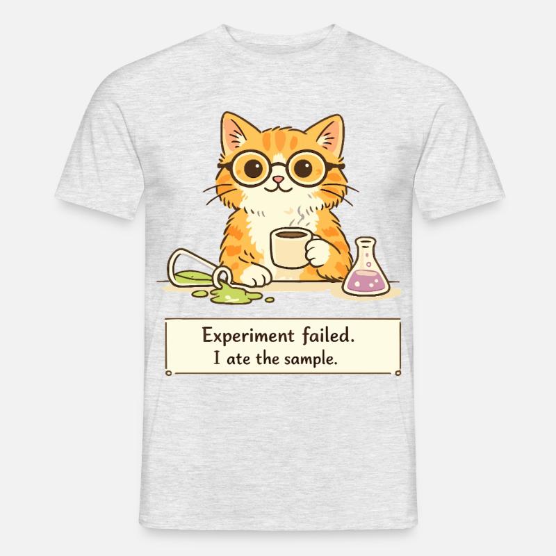 Scientist Cat. Experiment Failed. I Ate the Sample - Men’s T-shirt - heather grey