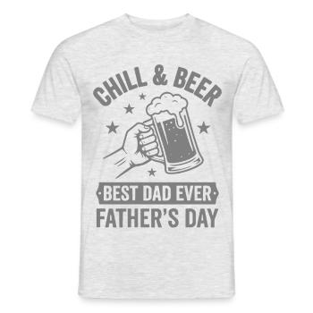 CHILL & BEER BEST DAD’S EVER Logo de la fête des pères - T-shirt homme - gris chiné - Devant - AI Model Male 178 dark (178cm)