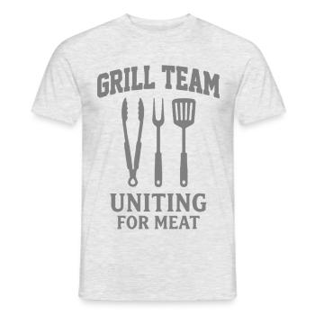 GRILL TEAM UNITING FOR MEAT BBQ Grafik - Männer T-Shirt - Grau meliert - Vorne - AI Model Male 178 dark (178cm)