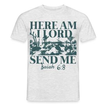 Ici, Seigneur, envoie-moi Ésaïe 6:8 - T-shirt homme - gris chiné - Devant - AI Model Male 178 dark (178cm)