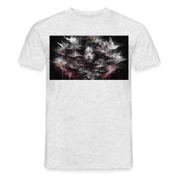 Dark Asia Punk Art Frau Porträt T-Shirt Bild - Männer T-Shirt - Grau meliert - Vorne - AI Model Male 178 dark (178cm)
