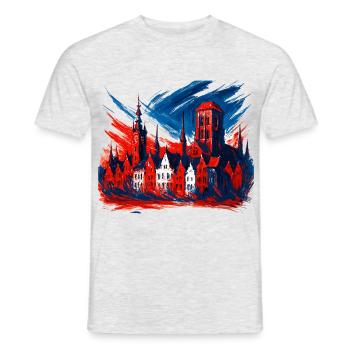 Gdańsk Danzig Design: Wappen Kunst Patriotisch - Männer T-Shirt - Grau meliert - Vorne - AI Model Male 178 dark (178cm)