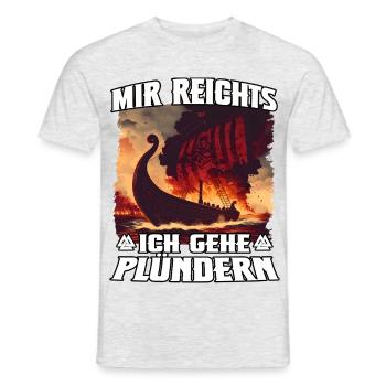 Vikingenschiff im Plünderrausch - Männer T-Shirt - Grau meliert - Vorne - AI Model Male 178 dark (178cm)