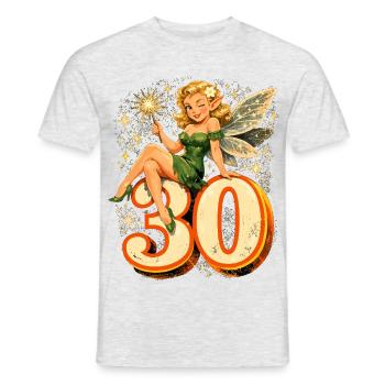 Retro 30. Geburtstag: Magische Fee & Elfe - Männer T-Shirt - Grau meliert - Vorne - AI Model Male 178 dark (178cm)