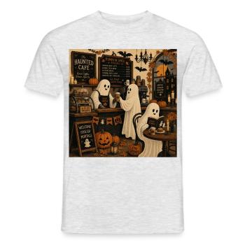 Halloween café with ghosts and pumpkins trend - Men's T-Shirt - heather grey - Front - AI Model Male 178 dark (178cm)