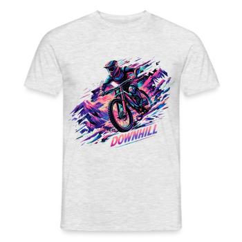 Downhill MTB: Abstraktes Mountainbike Gebirge - Männer T-Shirt - Grau meliert - Vorne - AI Model Male 178 dark (178cm)