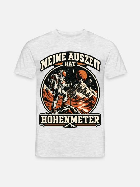 Meine Auszeit hat Höhenmeter – Wandern im Weltall - Männer T-Shirt - Grau meliert