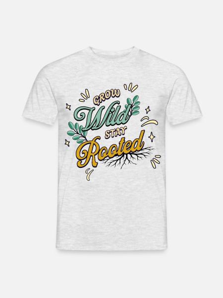 Grow Wild Stay Rooted – Botanisches Retro Design - Männer T-Shirt - Grau meliert
