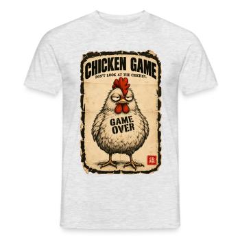  Chicken Game Don’t Look at the Chicken  - Männer T-Shirt - Grau meliert - Vorne - AI Model Male 178 dark (178cm)