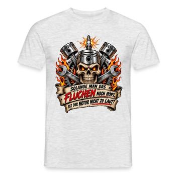 Flammender Skull mit Motorwerkzeug - Männer T-Shirt - Grau meliert - Vorne - AI Model Male 178 dark (178cm)