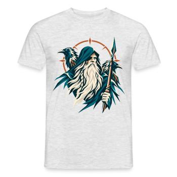 Odin Allvater Raben Huginn Muninn Wikinger - Männer T-Shirt - Grau meliert - Vorne - AI Model Male 178 dark (178cm)