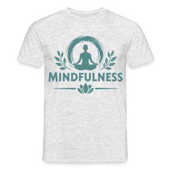 Mindfulness Achtsamkeit Meditierende Lotussitz  - Männer T-Shirt - Grau meliert - Vorne - AI Model Male 178 dark (178cm)