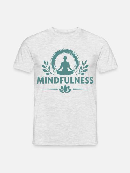 Mindfulness Achtsamkeit Meditierende Lotussitz  - Männer T-Shirt - Grau meliert