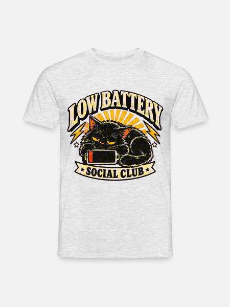 Low Battery Social Club - Männer T-Shirt - Grau meliert