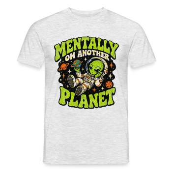 Mental auf einem anderen Planeten – Alien-Abenteuer - Männer T-Shirt - Grau meliert - Vorne - AI Model Male 178 dark (178cm)