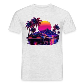 Klassischer 80er-Jahre-Retro-Wave-Stil - Männer T-Shirt - Grau meliert - Vorne - AI Model Male 178 dark (178cm)