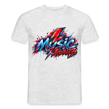 Music – Retro Lightning Bolt Design - Männer T-Shirt - Grau meliert - Vorne - AI Model Male 178 dark (178cm)